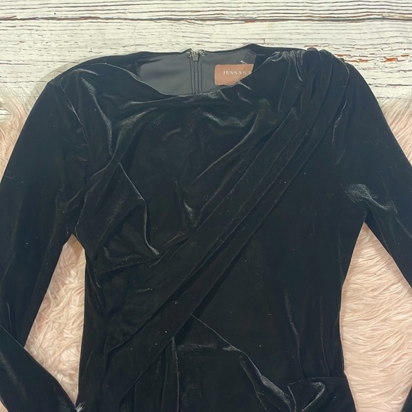 Jessakae Noor Velvet Black Draped Dress - Picture 7 of 9